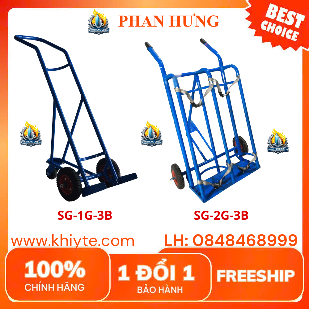 Xe Đẩy Bình Khí Oxy, Argon, Co2, Nitơ, Bình Gió Giá Rẻ TP.HCM